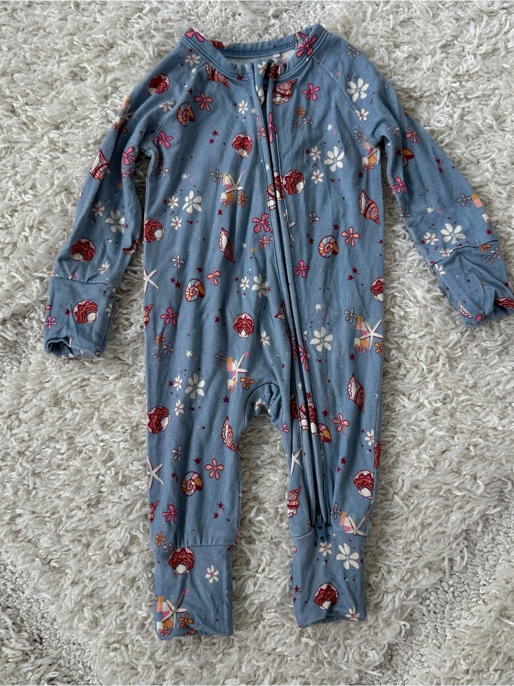 In My Jammers Seashell Zipper Footie Pajama